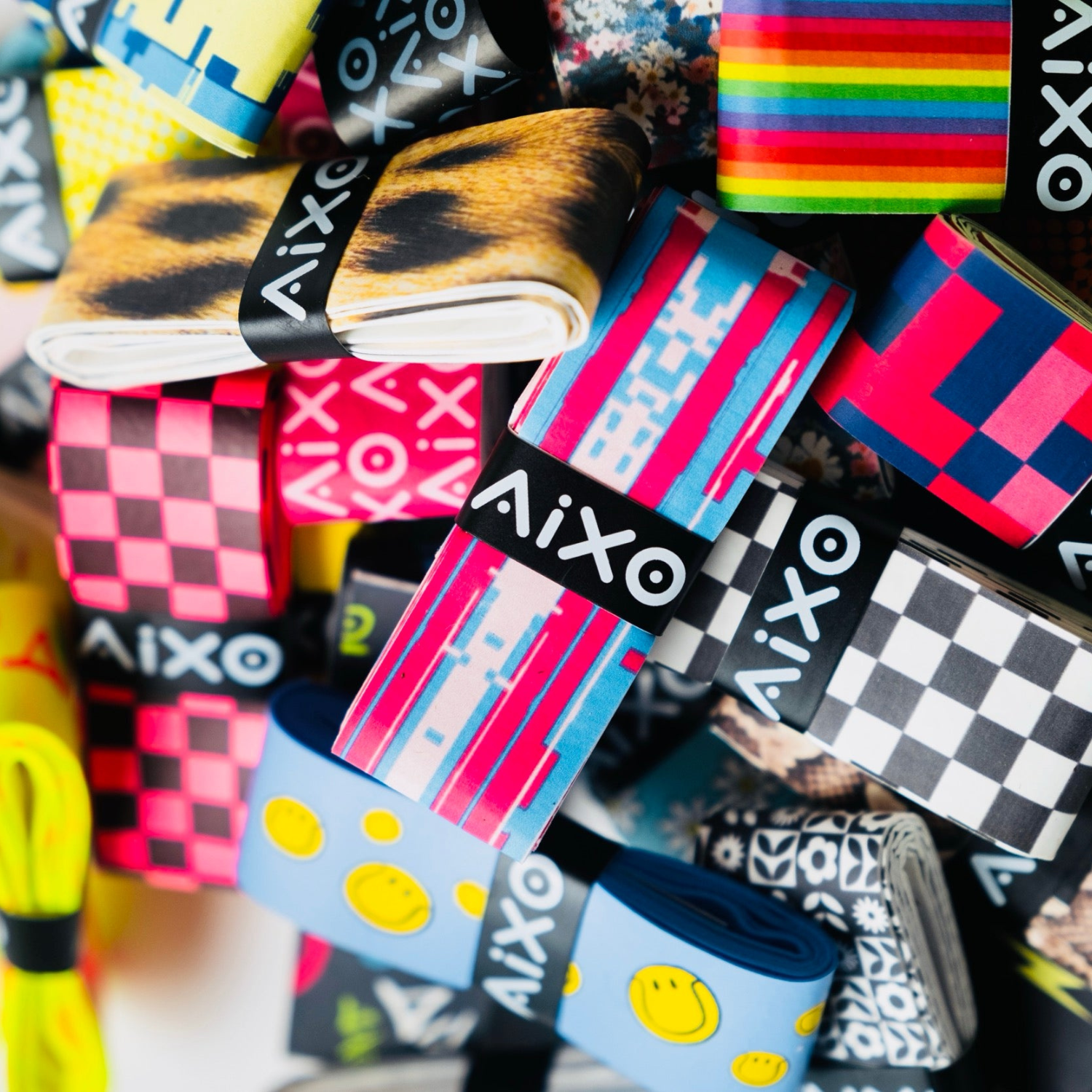 AIXO Rainbow Stripe Tacky Overgrip – Durable Racket Grip for Tennis
