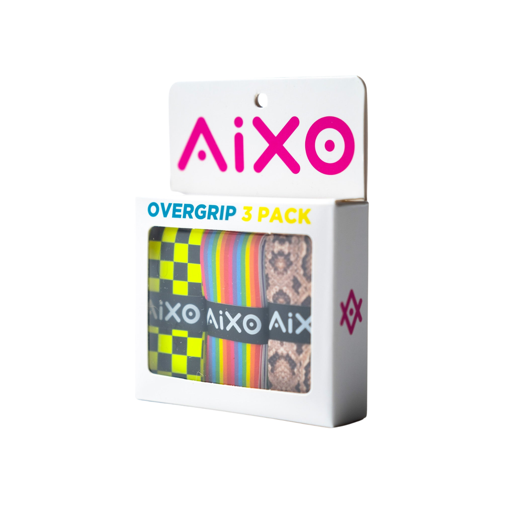 AIXO Rainbow Stripe Tacky Overgrip – Durable Racket Grip for Tennis