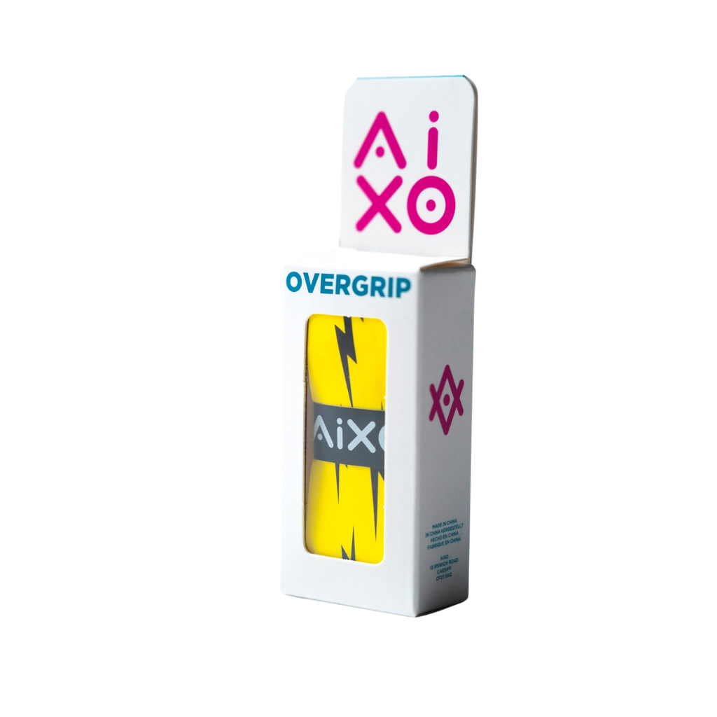 AIXO Dark Lightning Tacky Overgrip - Black Racket Grip for Tennis