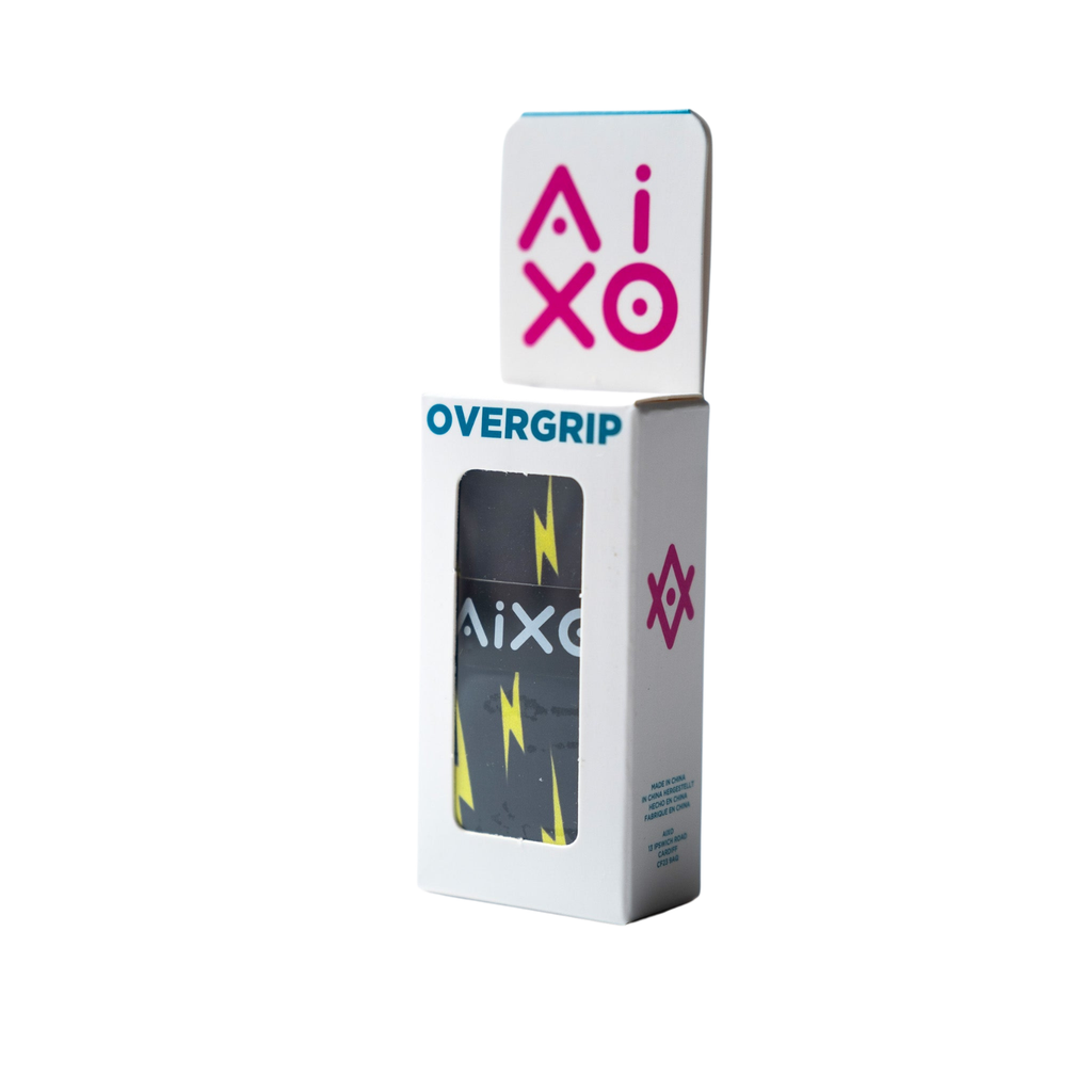 AIXO Dark Lightning Tacky Overgrip - Black Racket Grip for Tennis