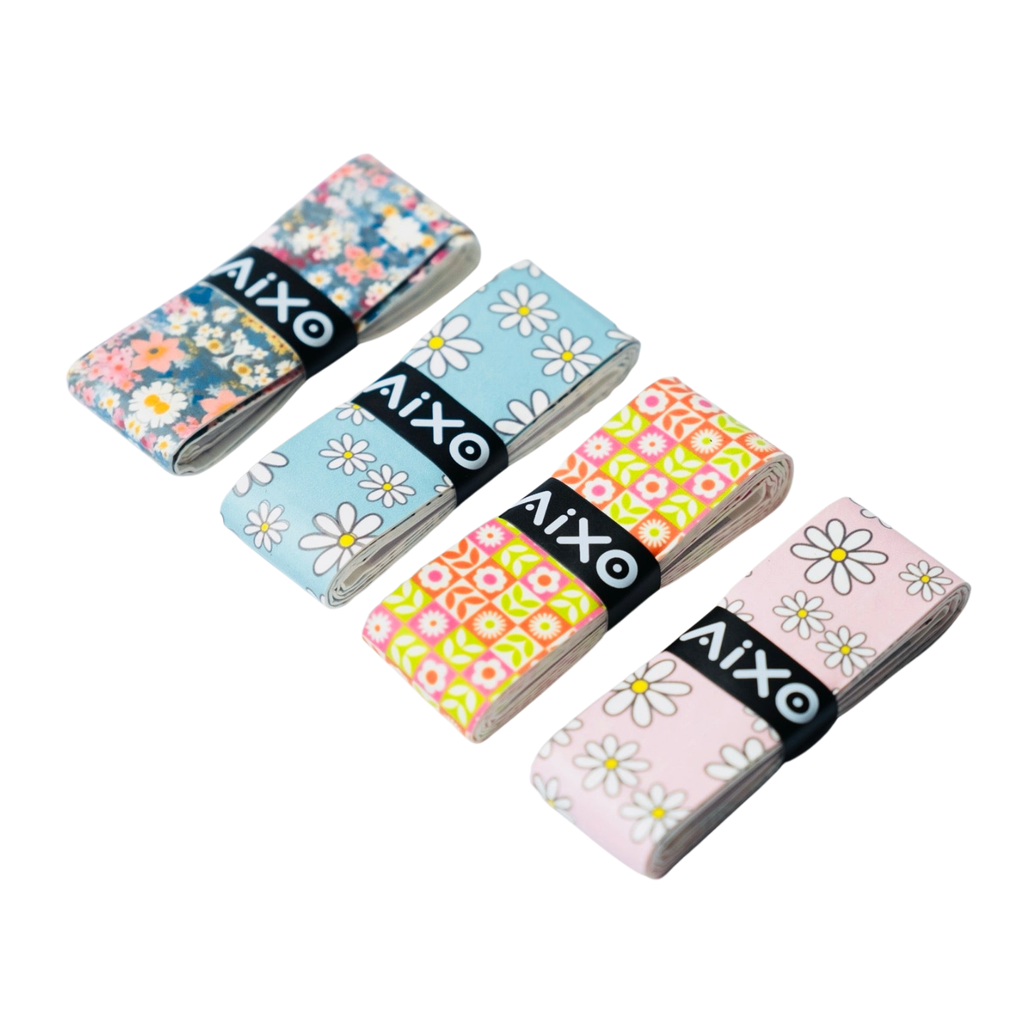 AIXO Daisies Tacky Overgrip - Pink Floral Racket Grip for Tennis & Padel