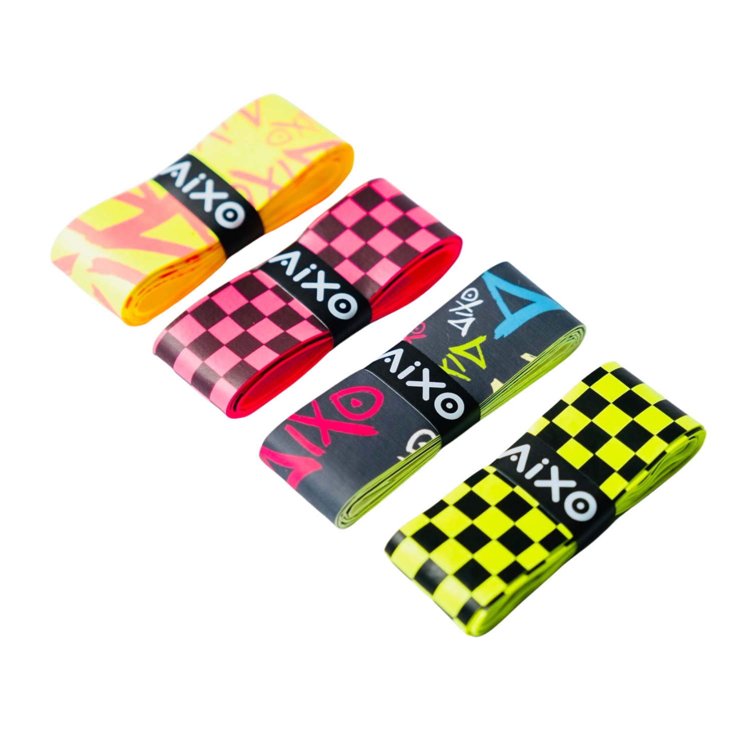 Aixo Checker Dry Overgrip – Neon Black & Yellow Racket Grip Tape