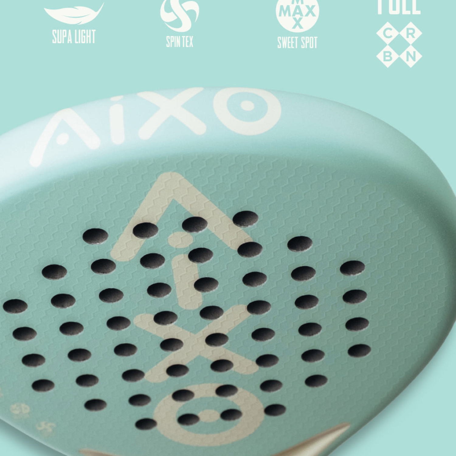 AIXO Ghost Pastel de Mint Padel Racket – Full Carbon Teardrop