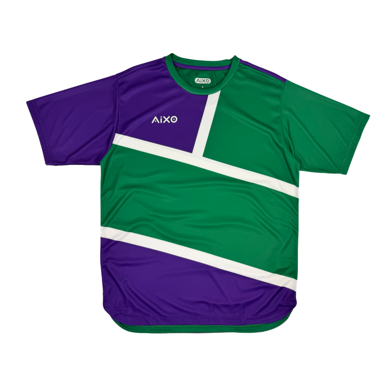 AIXO Court 3 Men's Performance T-Shirt – Green Geometric Print