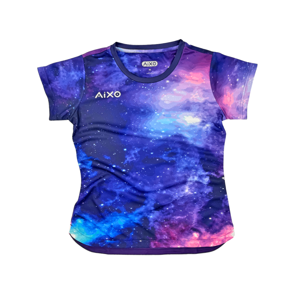 AIXO Spaceballs Women's Galaxy Performance T-Shirt - Purple Nebula