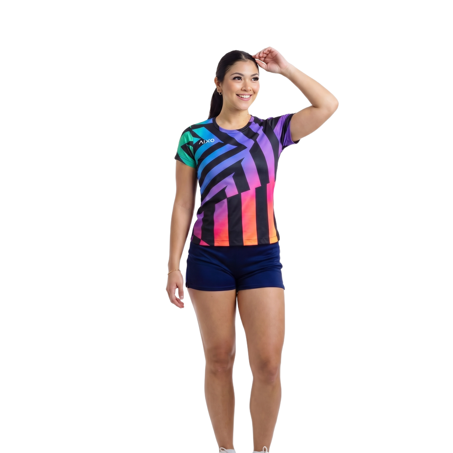 AIXO Rainbow Chaos Women's Performance T-Shirt | Recycled Black