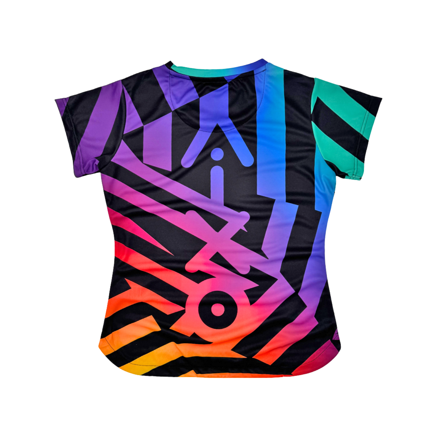 AIXO Rainbow Chaos Women's Performance T-Shirt | Recycled Black