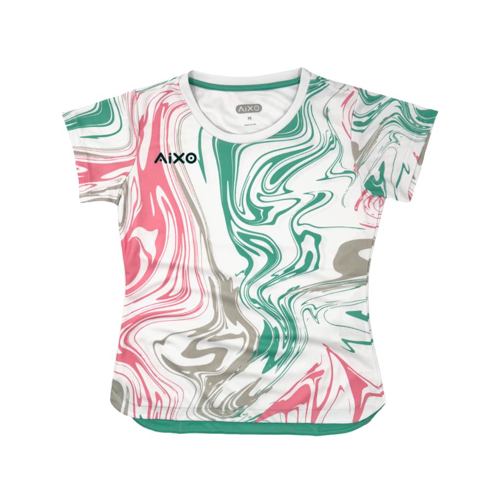 AIXO Chrome Lava Flow Women's Performance T-Shirt - White Recycled