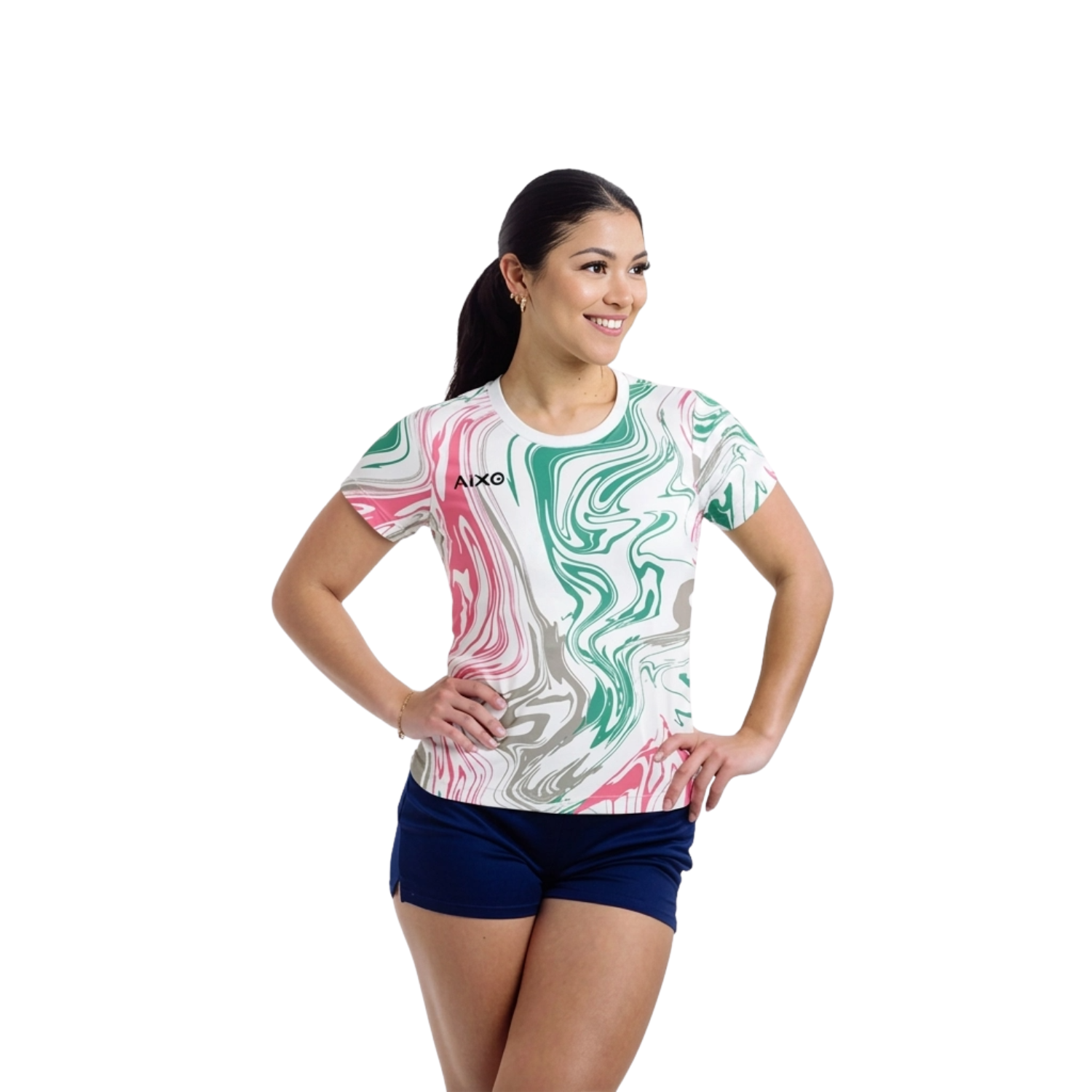 AIXO Chrome Lava Flow Women's Performance T-Shirt - White Recycled