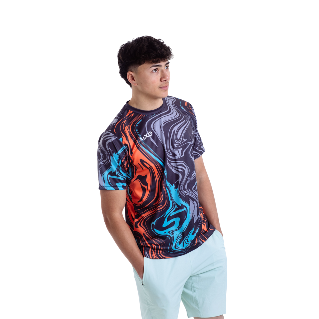 AIXO Chrome Men's Tennis T-Shirt | Graphite Recycled Performance Top