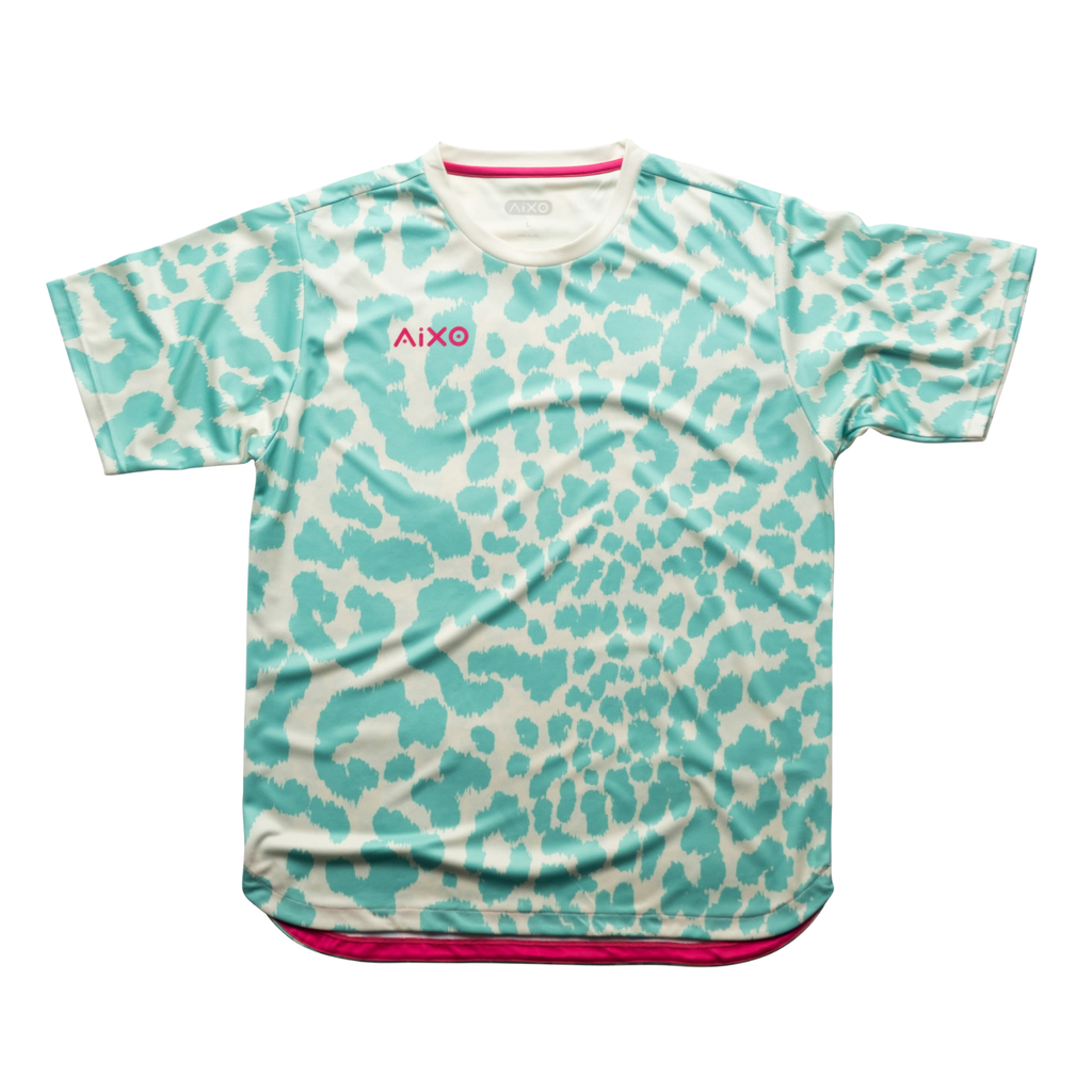 AIXO Leopard Men's Tennis T-Shirt | Ivory Recycled Performance Top