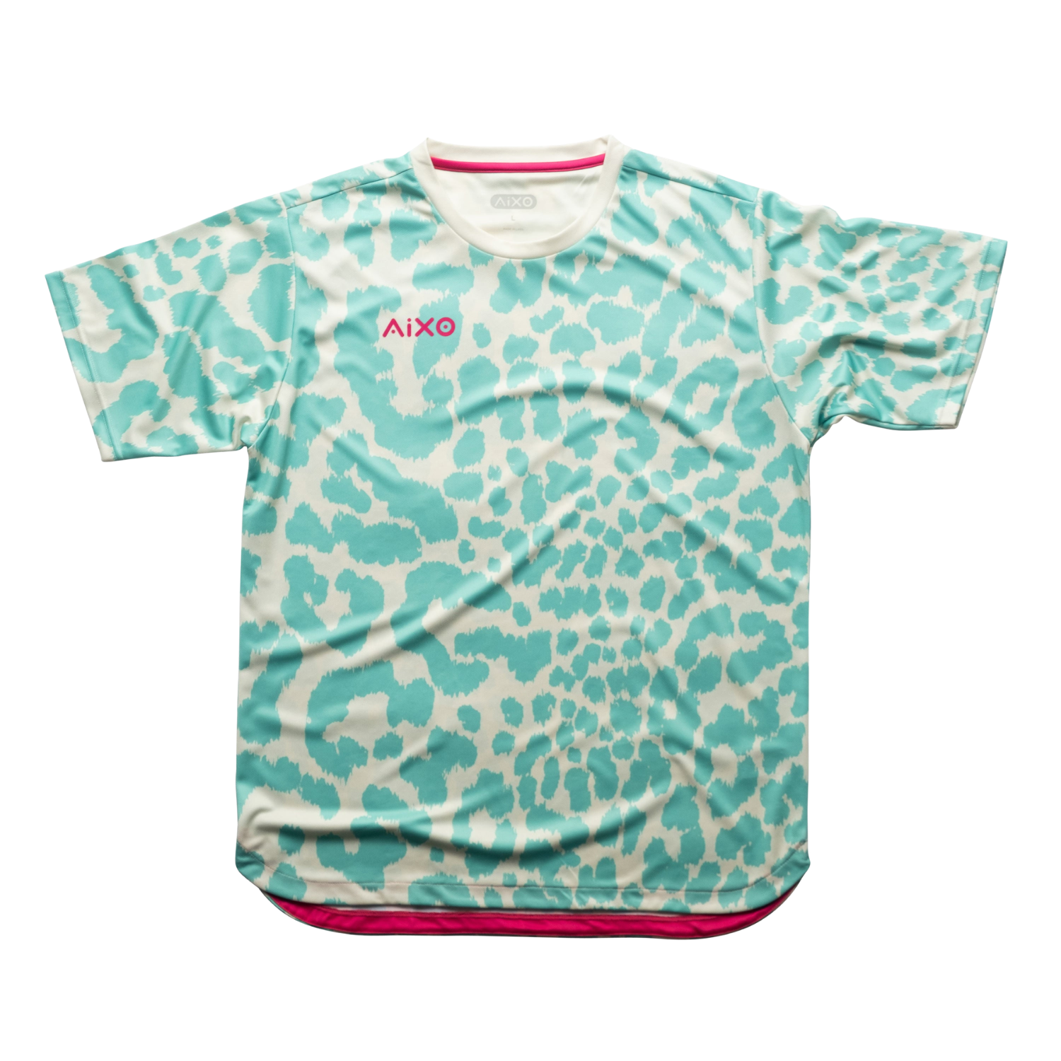AIXO Leopard Men's Tennis T-Shirt | Ivory Recycled Performance Top
