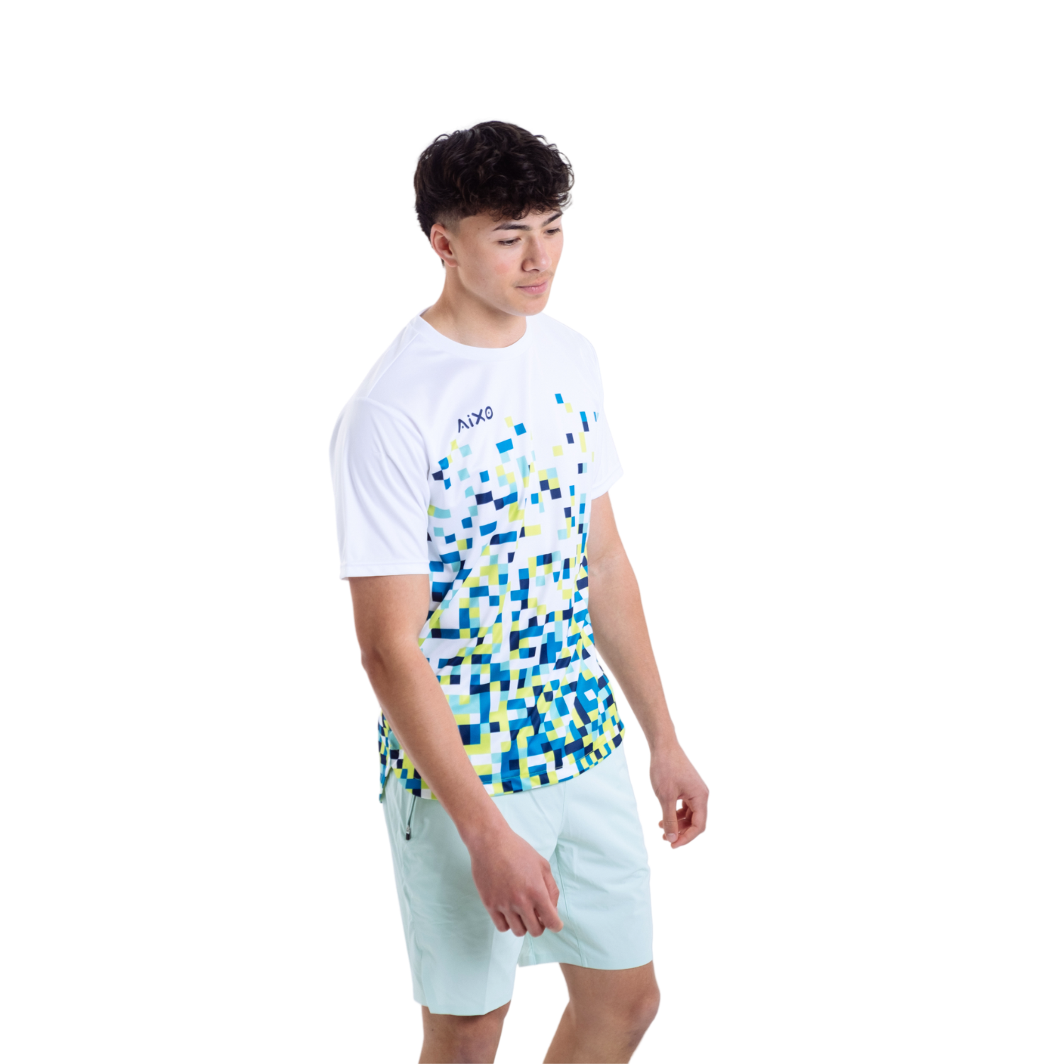 Aixo Pixel Men's Retro Gamer T-Shirt | White Recycled Polyester