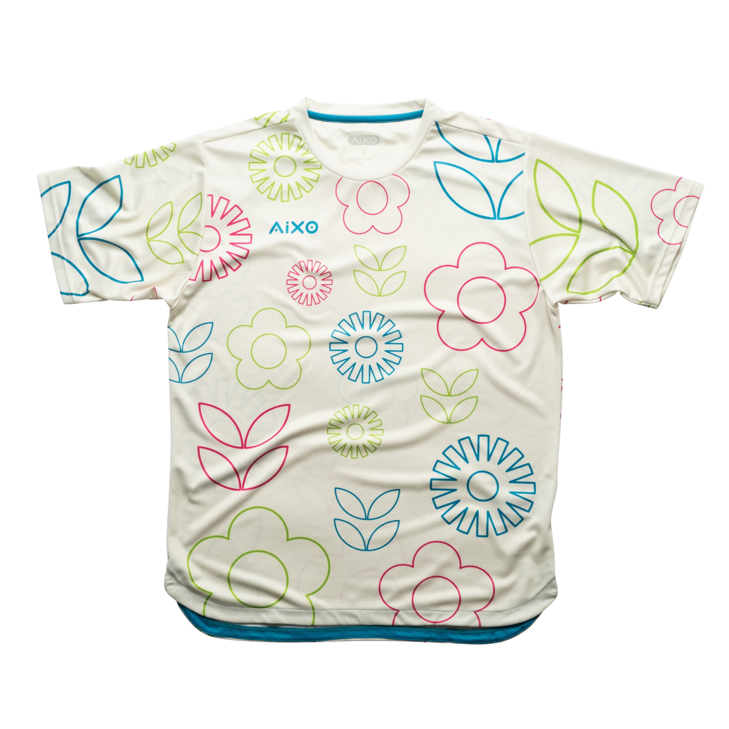 AIXO Men's Floral Tennis T-Shirt – Recycled Moisture-Wicking Ivory