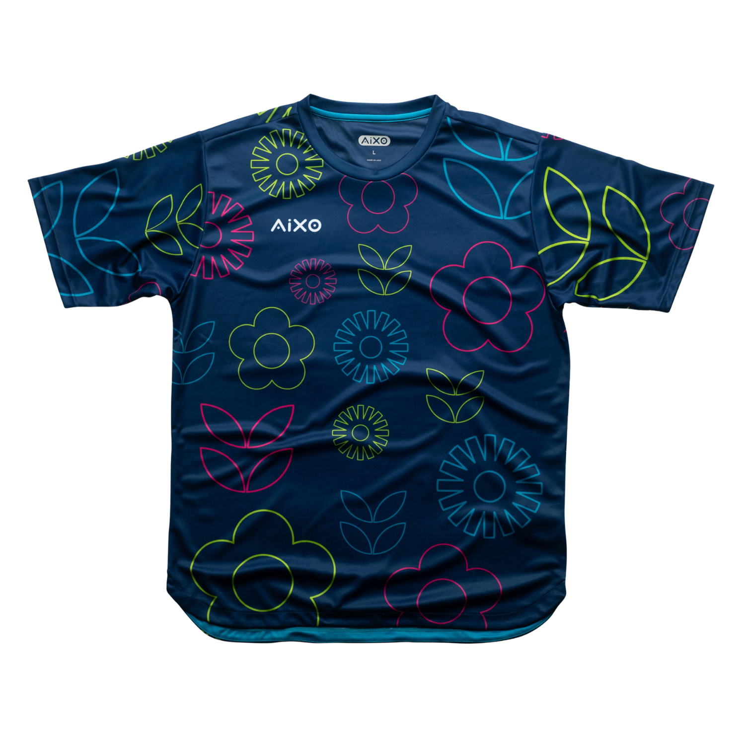 AIXO Men's Floral Tennis T-Shirt – Recycled Moisture-Wicking Ivory