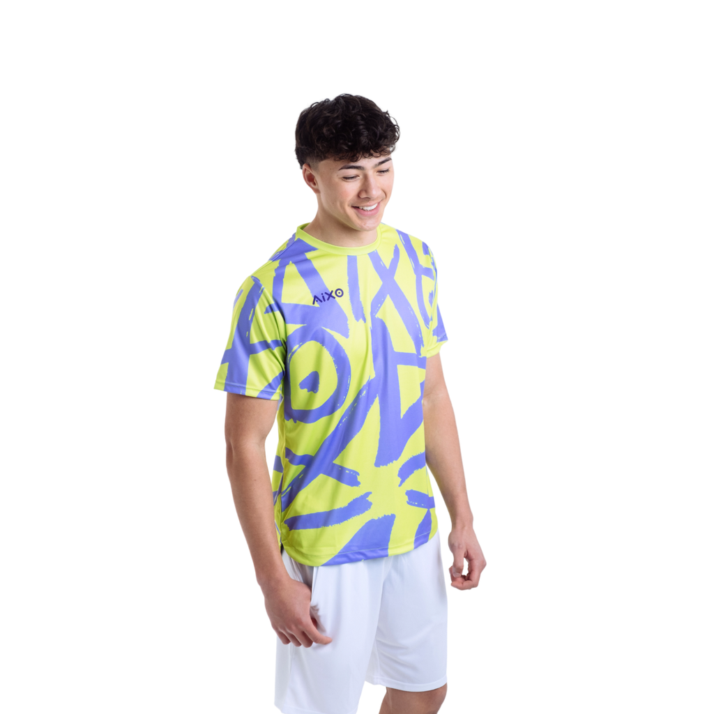 AIXO Tagged Men's Tennis T-Shirt - Teal Recycled Moisture-Wicking Top