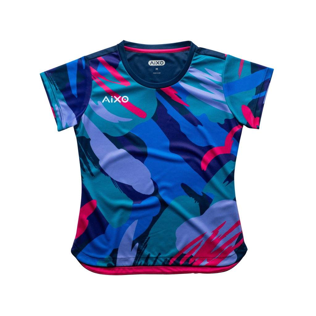 AIXO Women's Abstract Performance T-Shirt – Recycled Tennis Top