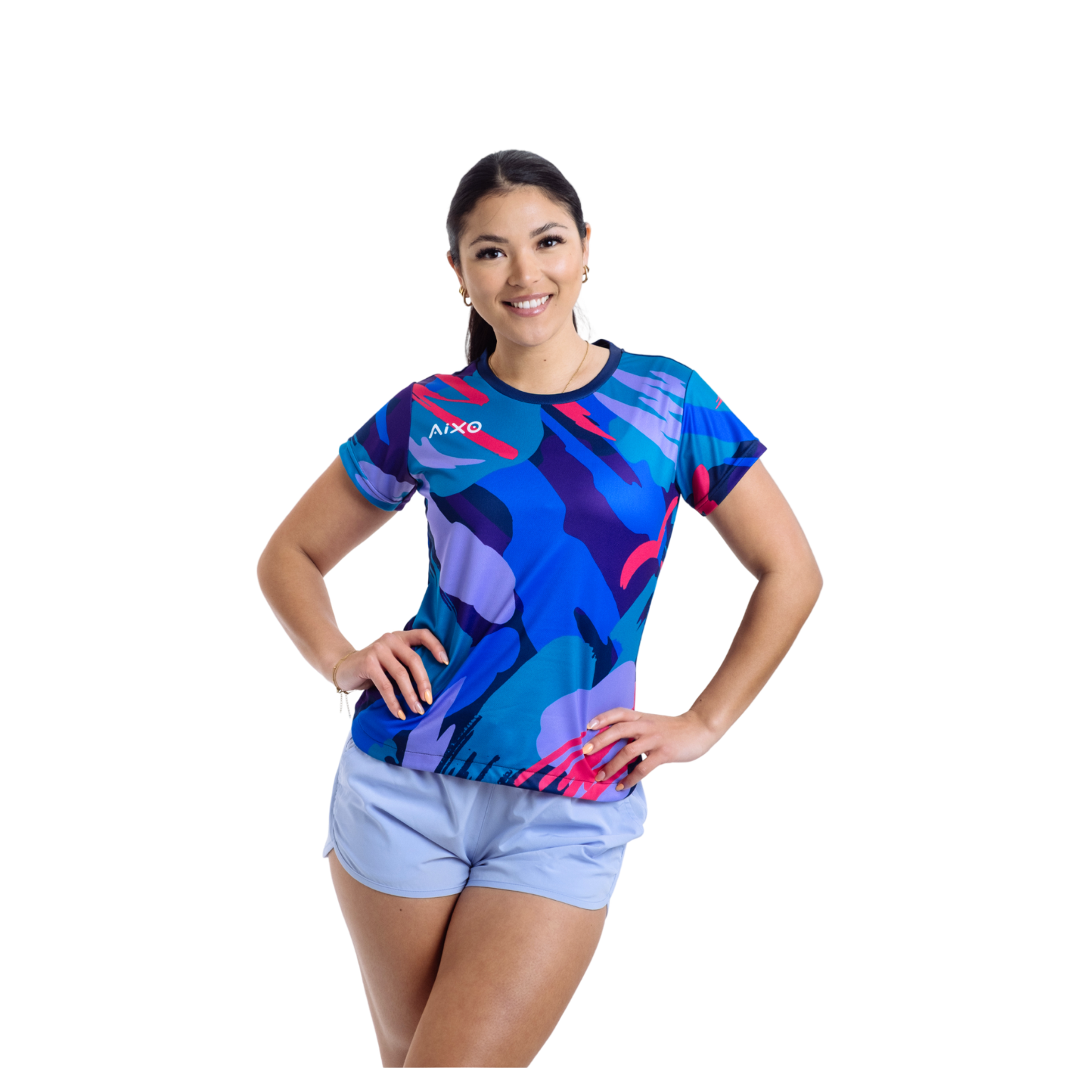 AIXO Women's Abstract Performance T-Shirt – Recycled Racket Sport Top