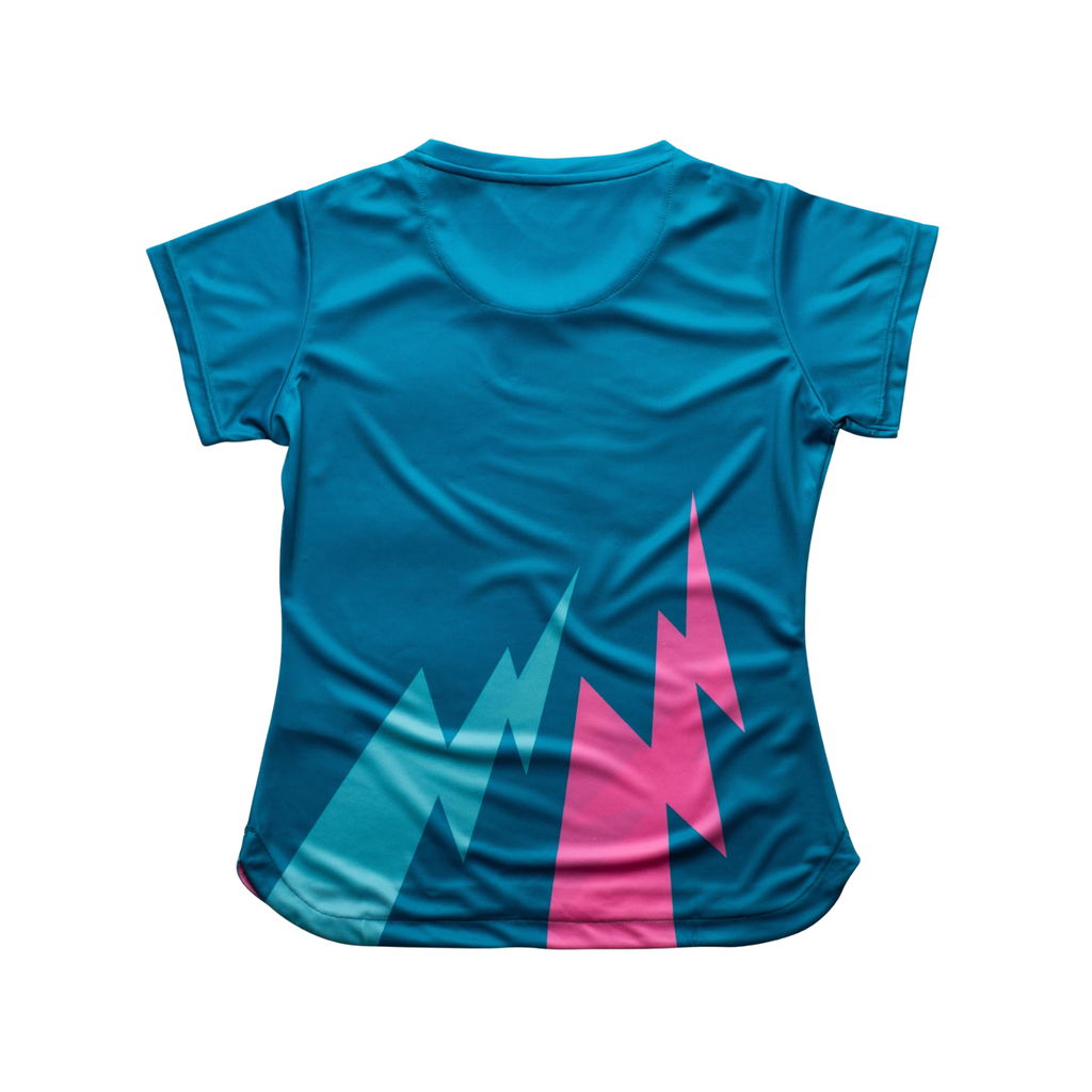 AIXO Bolt Women's Performance T-Shirt – Teal Blue Lightning Sport Top