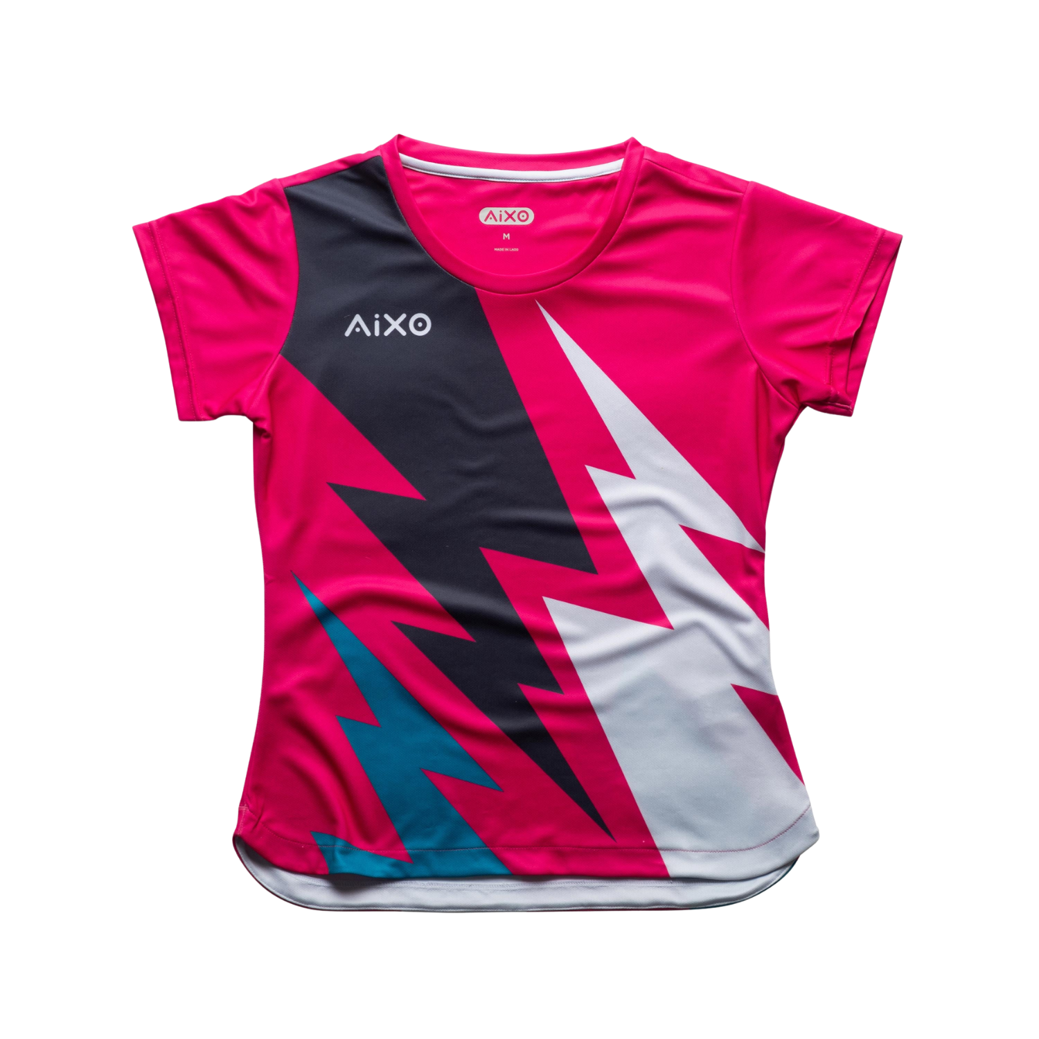 AIXO Bolt Women's Performance T-Shirt – Teal Blue Lightning Sport Top