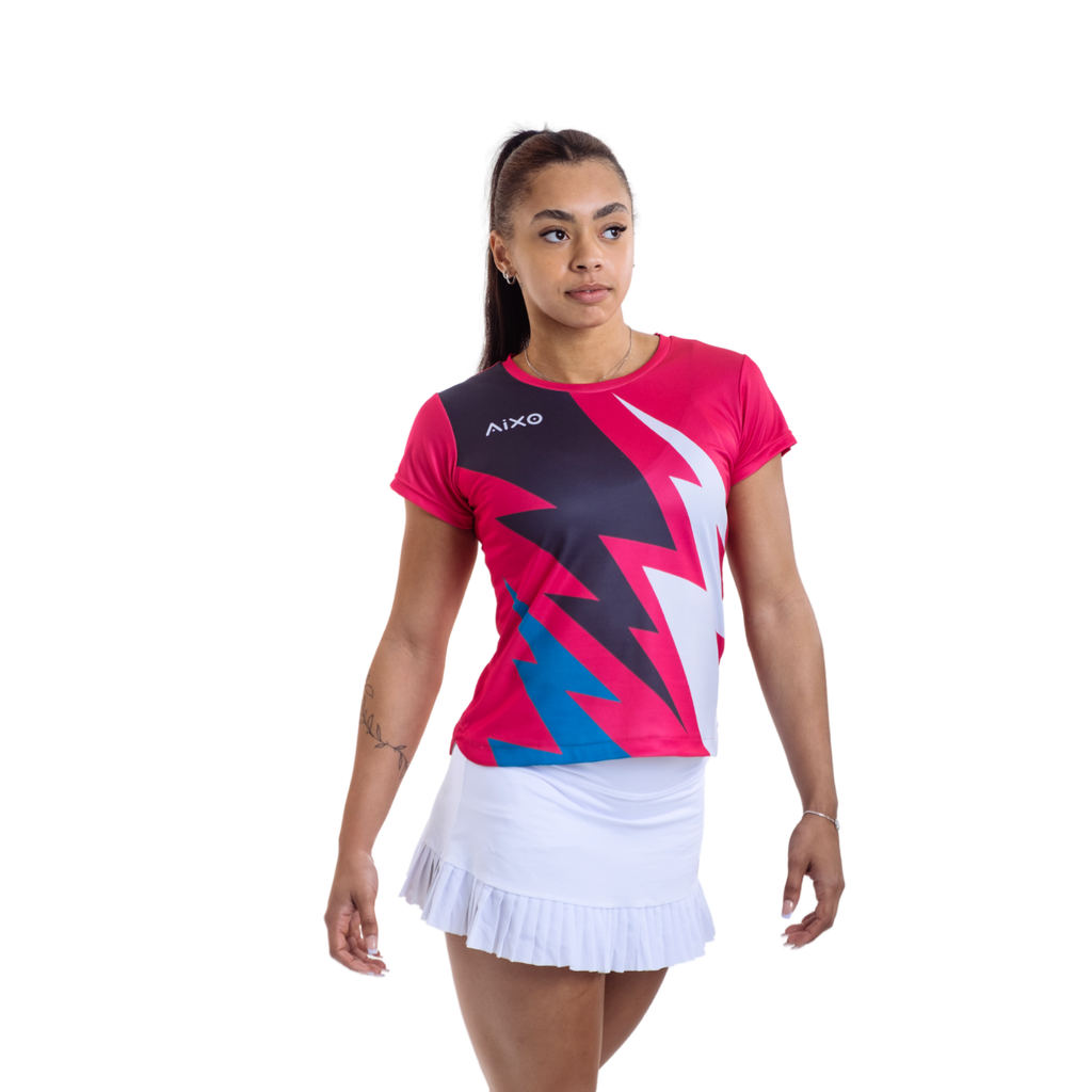 AIXO Bolt Women's Performance Shirt – Pink Lightning Recycled Tee