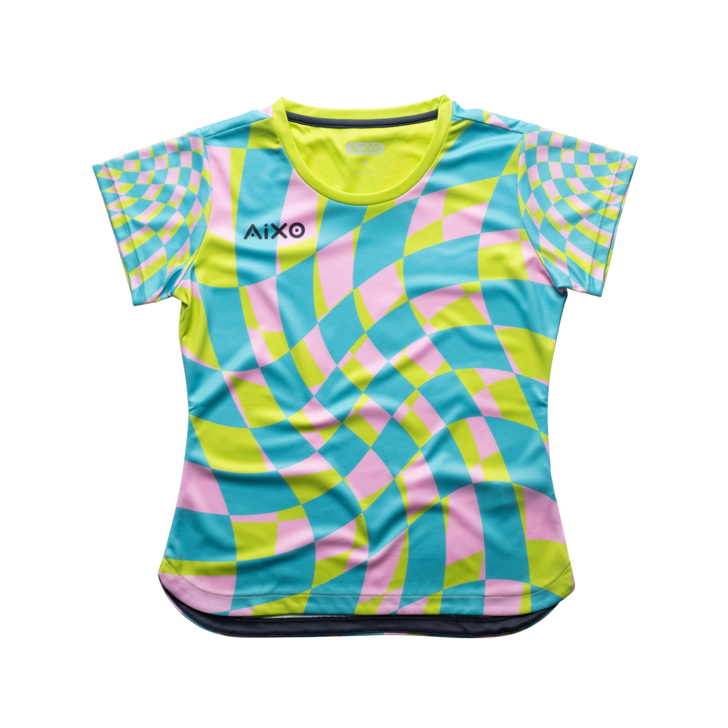 AIXO Checker Women's Racket Sports T-Shirt | Grey Monochrome Swirl