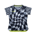 AIXO Checker Women's Racket Sports T-Shirt | Grey Monochrome Swirl