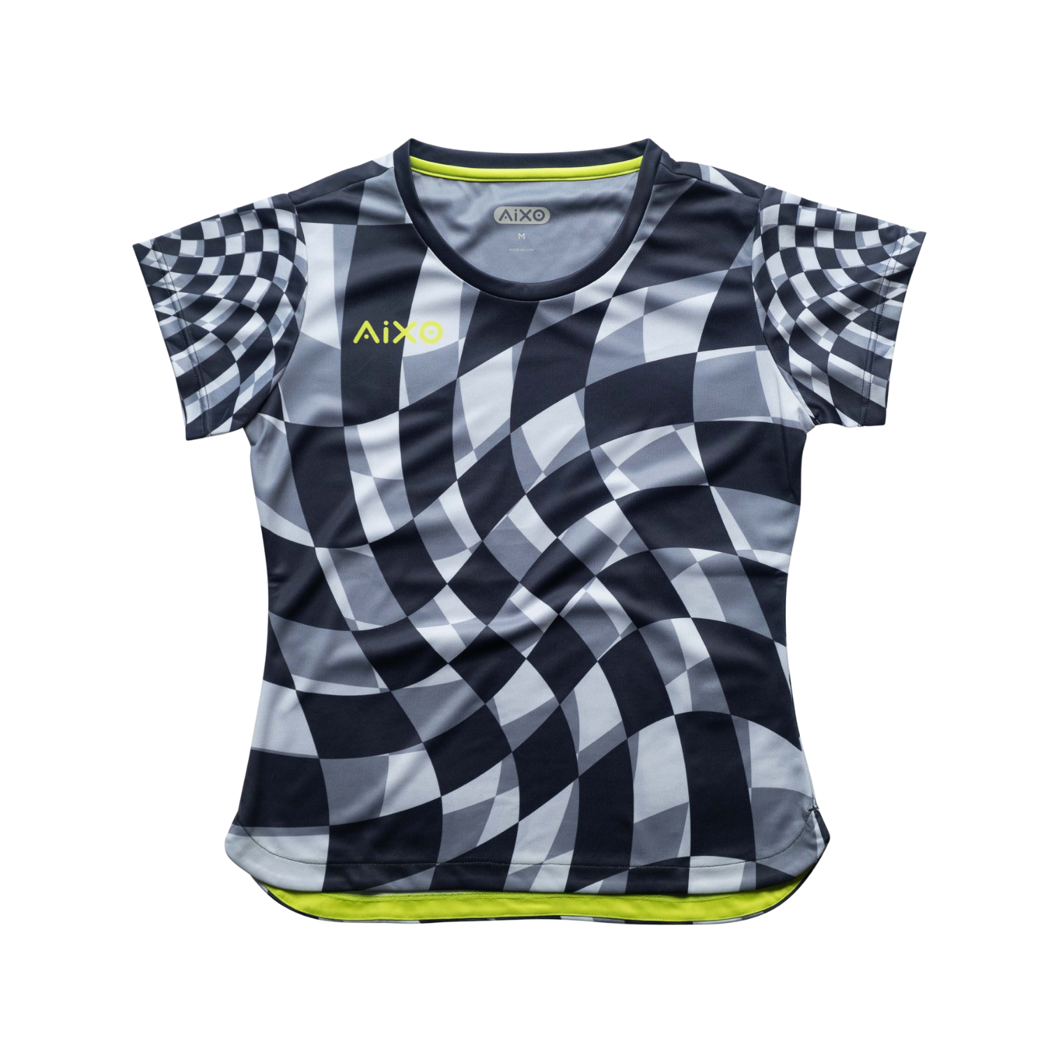AIXO Women's Checker Tennis T-Shirt – Lime Recycled Sports Top