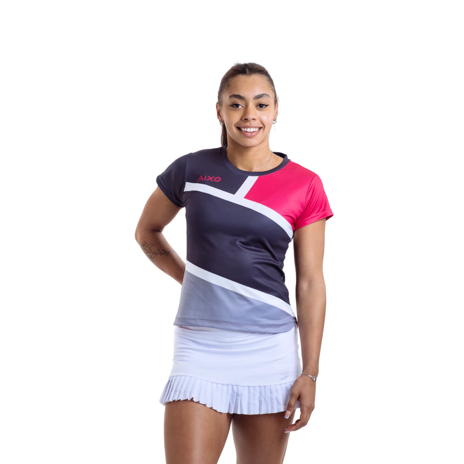 AIXO Court Women's Tennis T-Shirt | Graphite Recycled Moisture-Wicking