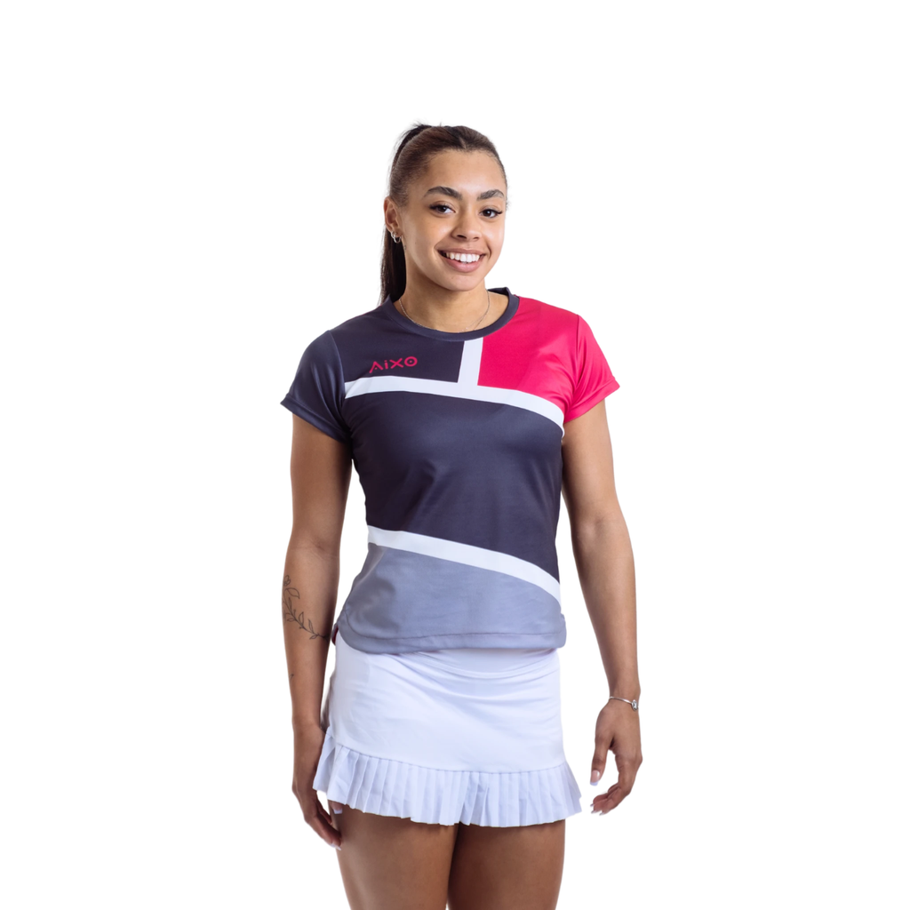 AIXO Court Women's Tennis T-Shirt | Graphite Recycled Moisture-Wicking