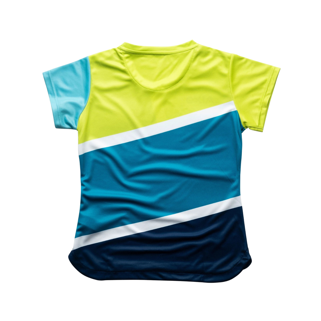AIXO Court Women's Tennis T-Shirt – Teal Geometric Recycled Polyester