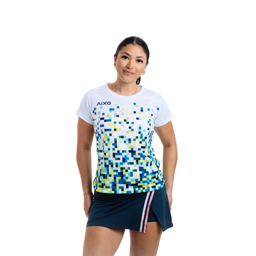 AIXO Pixel Women's Retro Gamer T-Shirt | Recycled Performance White