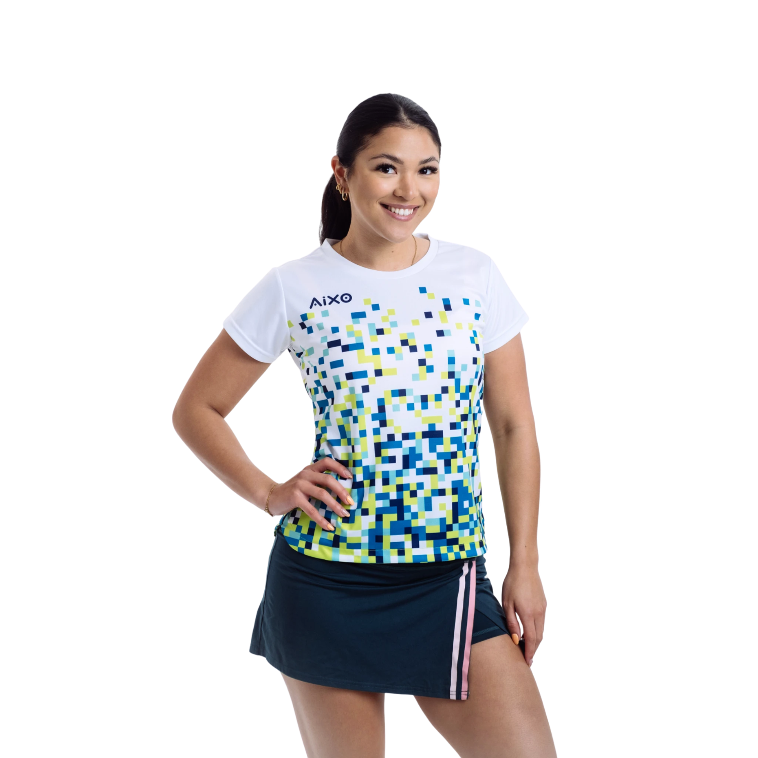 AIXO Pixel Women's Retro Gamer T-Shirt | Recycled Performance White