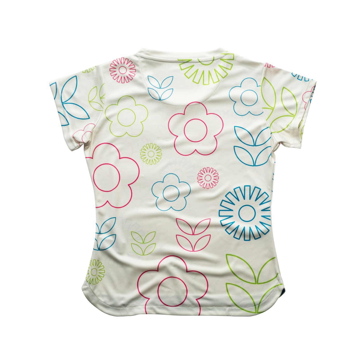 AIXO Women's Floral Tennis T-Shirt – Ivory Moisture-Wicking Top