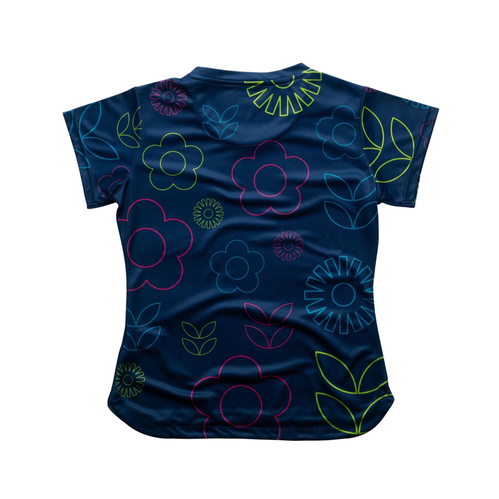 AIXO Women's Floral Tennis T-Shirt – Ivory Moisture-Wicking Top