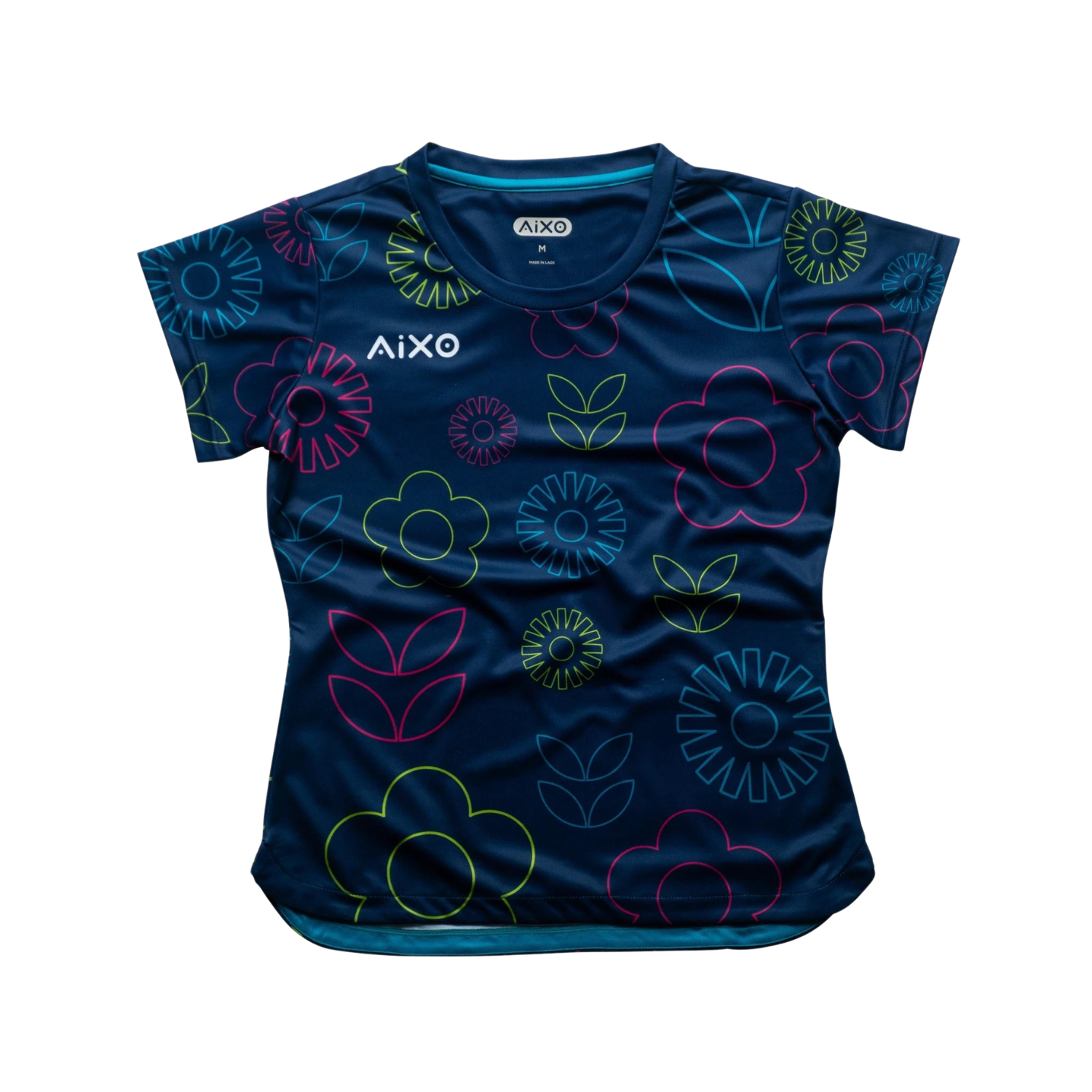 AIXO Women's Floral Tennis T-Shirt – Ivory Moisture-Wicking Top