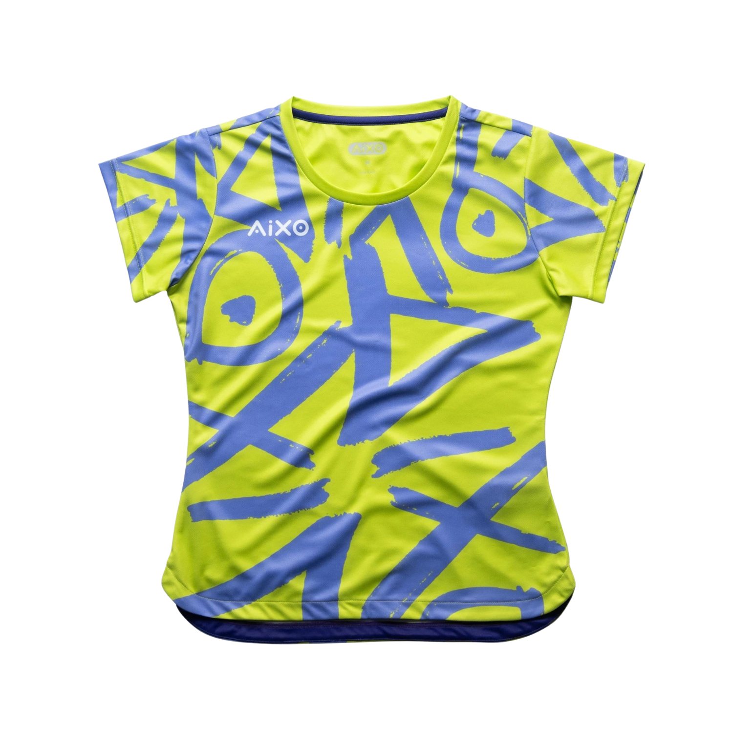 AIXO Tagged Women's Racket Sports T-Shirt | Lime Graffiti Print