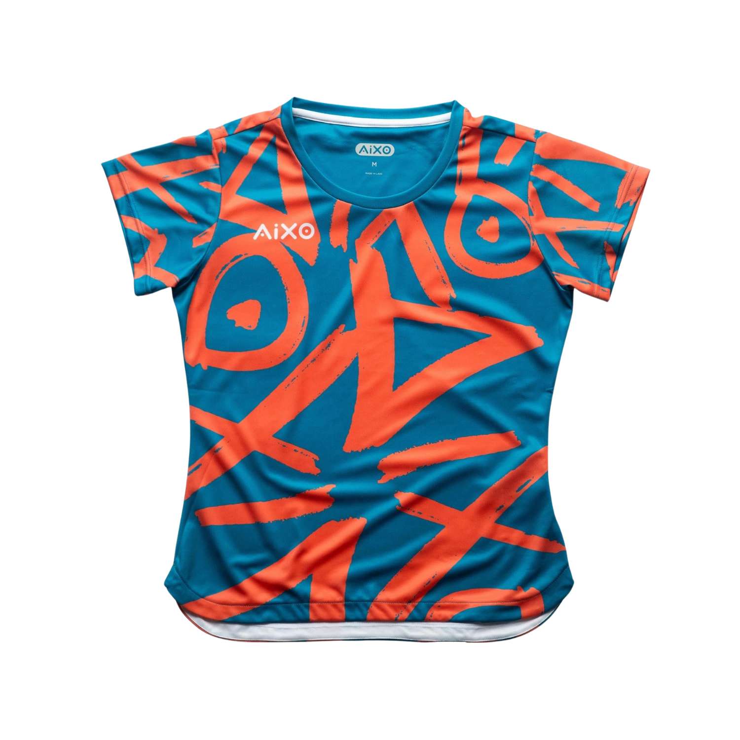 AIXO Tagged Women's Racket Sports T-Shirt | Lime Graffiti Print