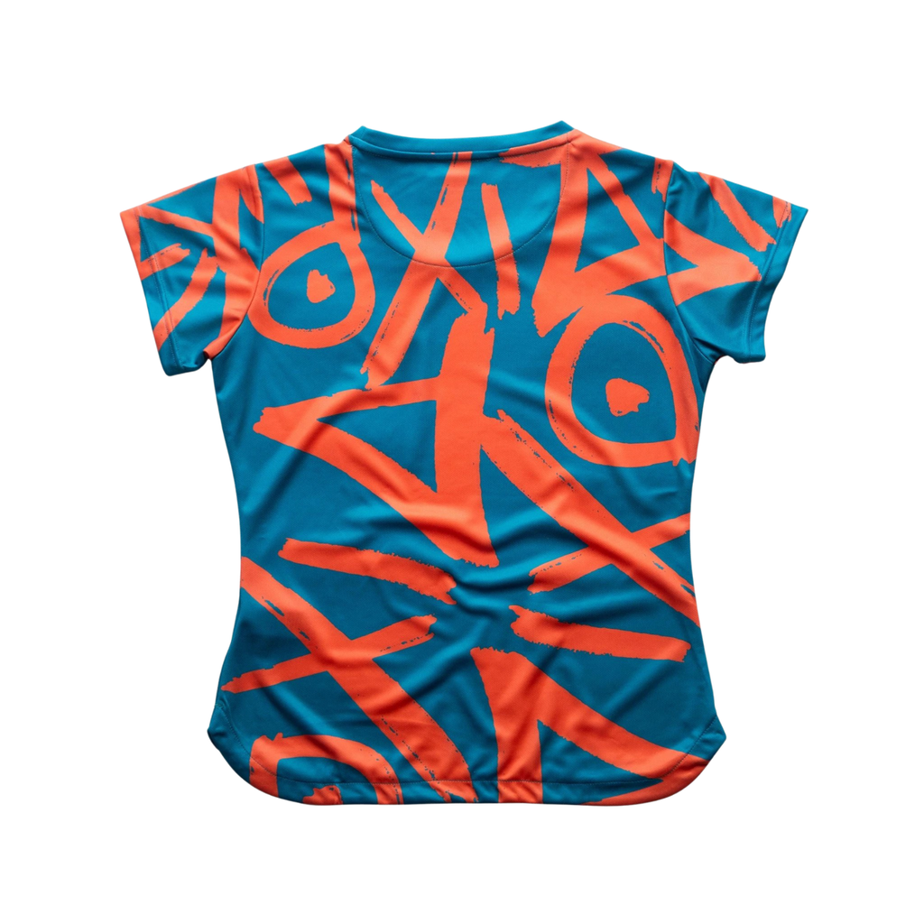 AIXO Tagged Women's Racket Sports T-Shirt | Lime Graffiti Print