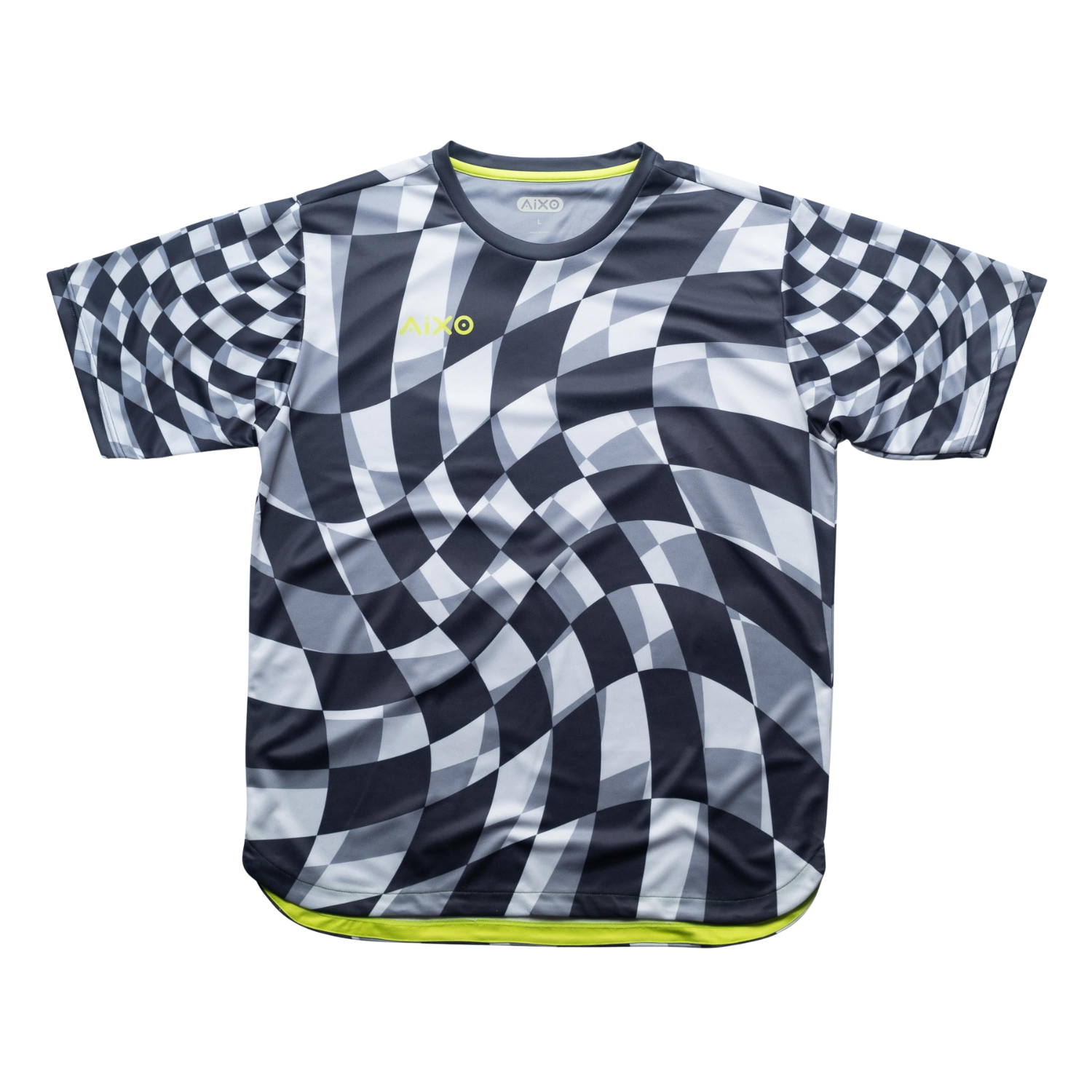 AIXO Checker Men's Performance Tennis T-Shirt | Lime Recycled Polyester