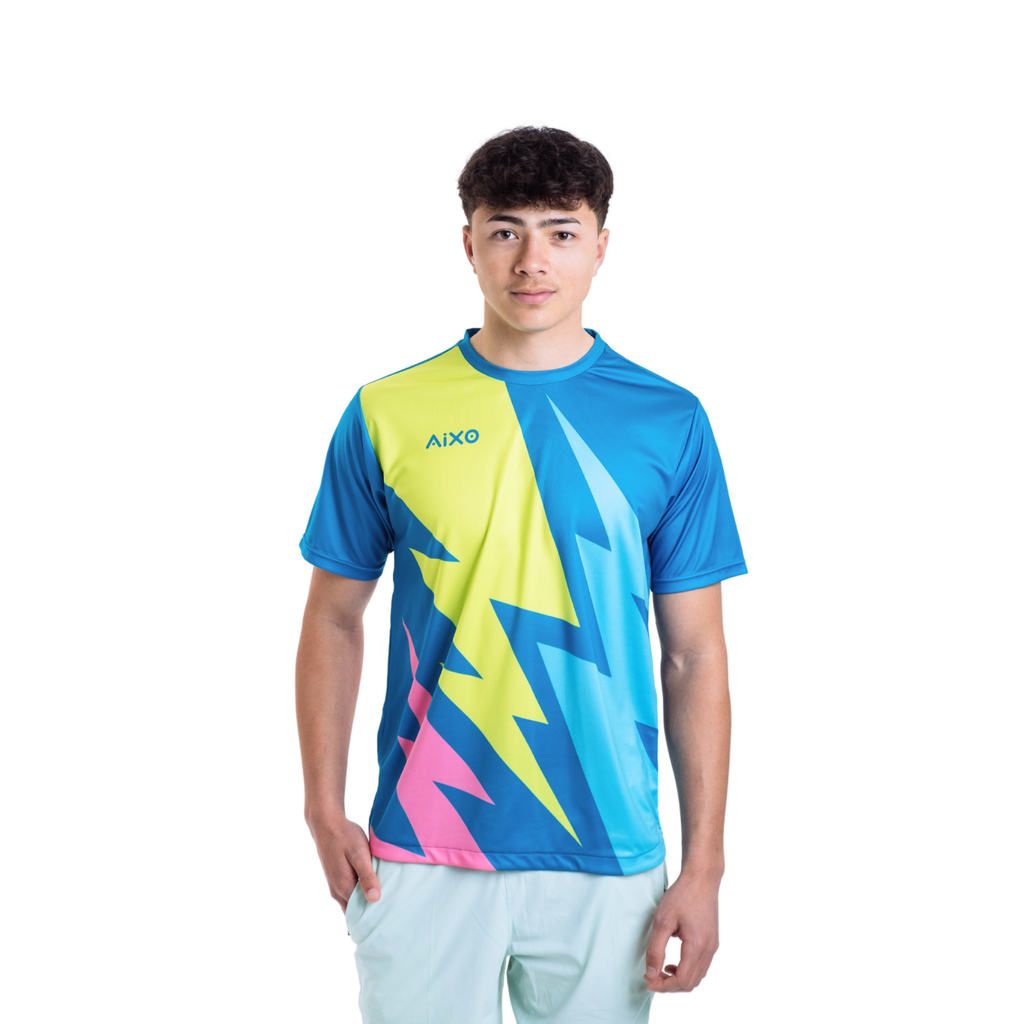 AIXO Bolt Men's Performance T-Shirt – Teal Blue Recycled Polyester
