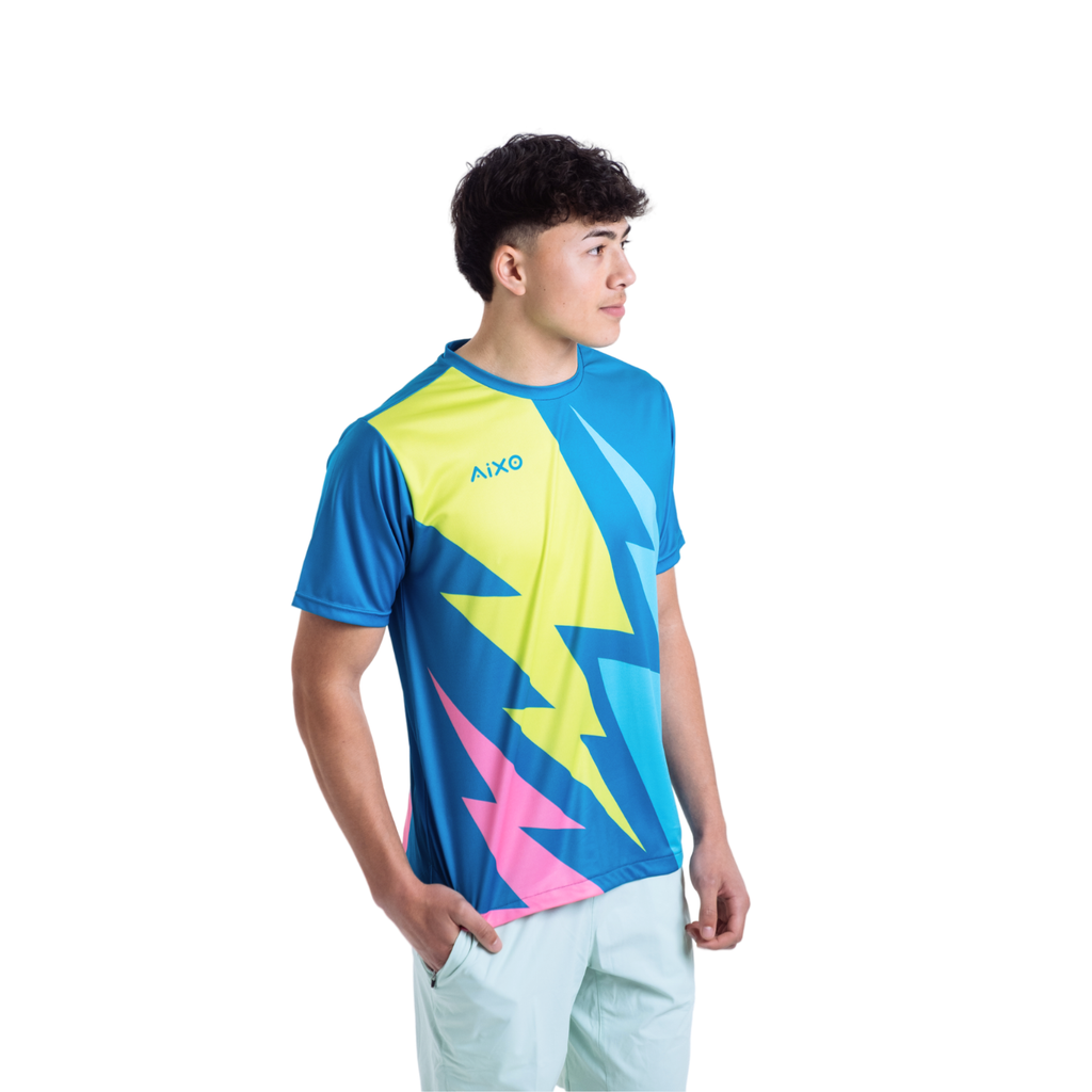 AIXO Bolt Men's Performance T-Shirt – Teal Blue Recycled Polyester