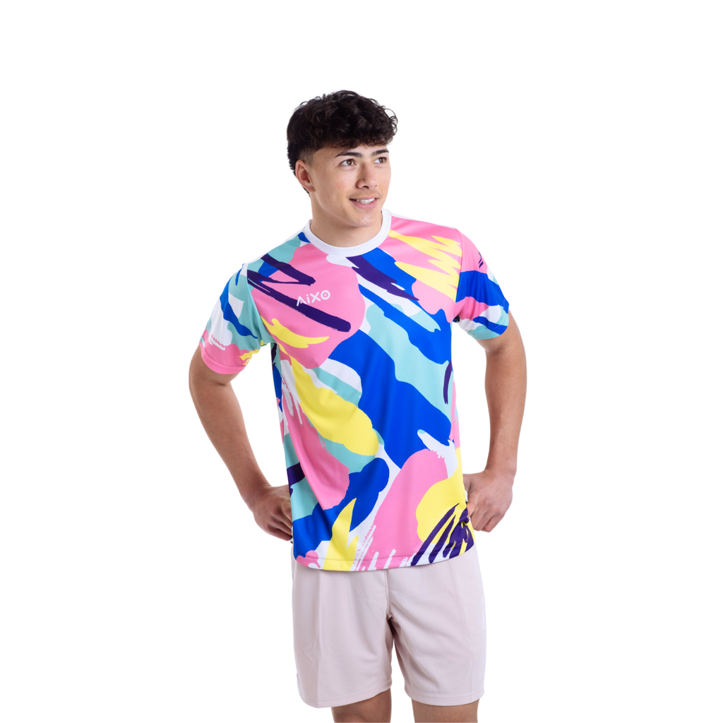 AIXO Abstract Performance T-Shirt – Mens Recycled Multi-Sport Top