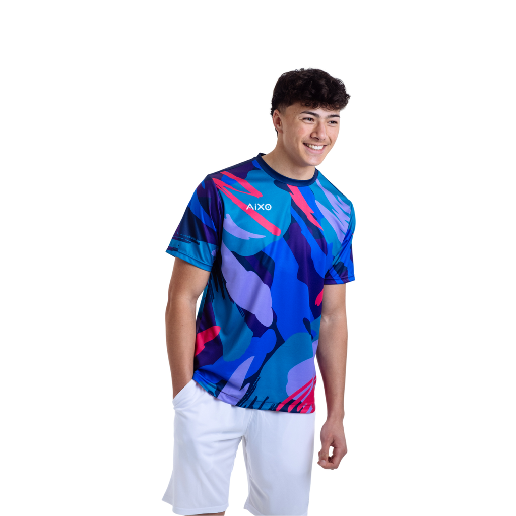 AIXO Abstract Performance T-Shirt – Mens Recycled Multi-Sport Top