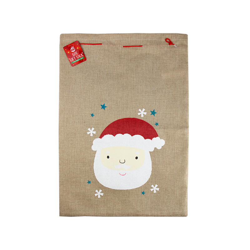 PoundFun Large Hessian Christmas Present Sack | Reusable Drawstring Bag