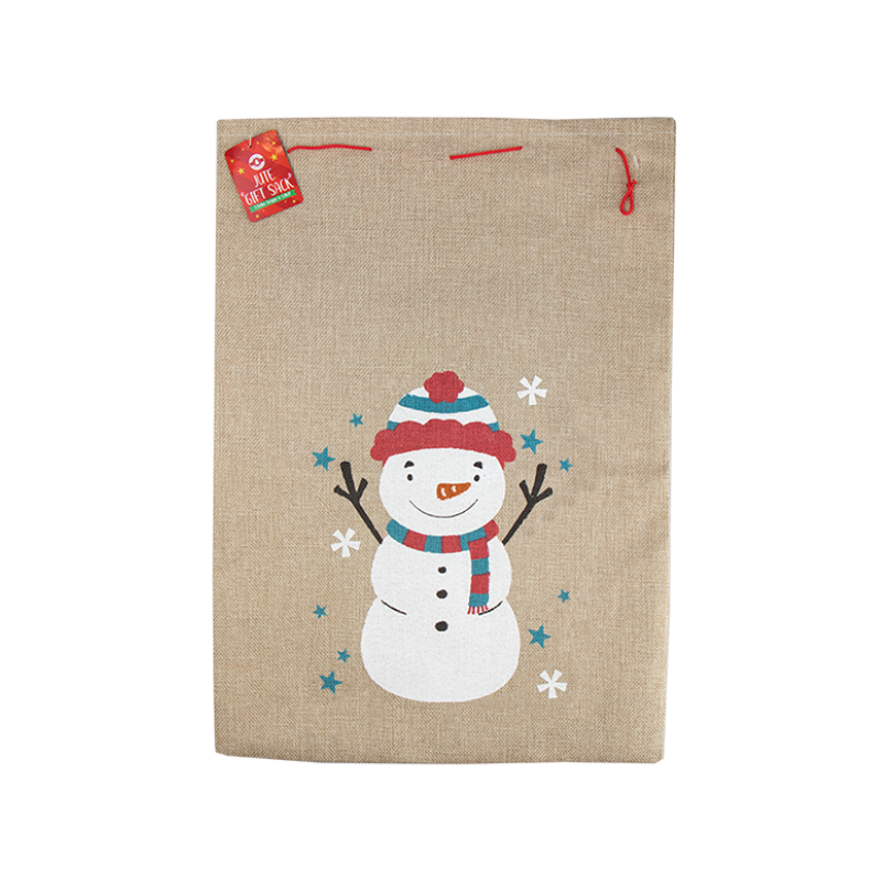 PoundFun Large Hessian Christmas Present Sack | Reusable Drawstring Bag