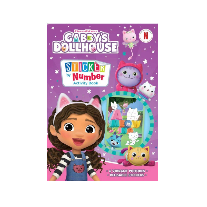 Gabby's Dollhouse Sticker by Numbers Activity Book - Kids Craft Set