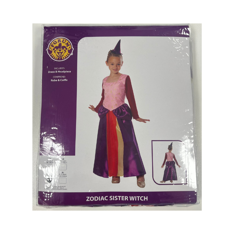 PoundFun Zodiac Sister Witch Girls Halloween Costume - Ages 7-8 Years