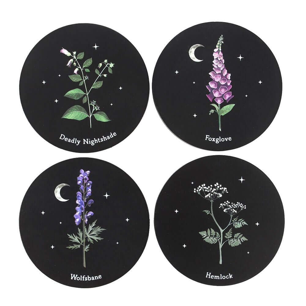 Poisonous Plants Coaster Set by Kate's Clothing – Gothic MDF Decor