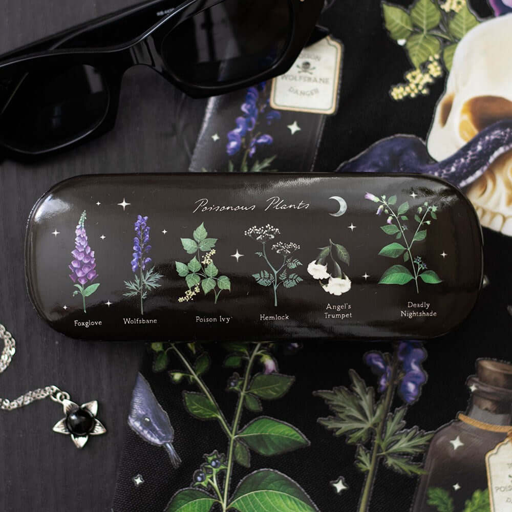 Kate's Clothing Poisonous Plants Glasses Case | Gothic Skull PU Leather